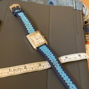 New Without tags Croton watch with navy& light blue strap Needs battery